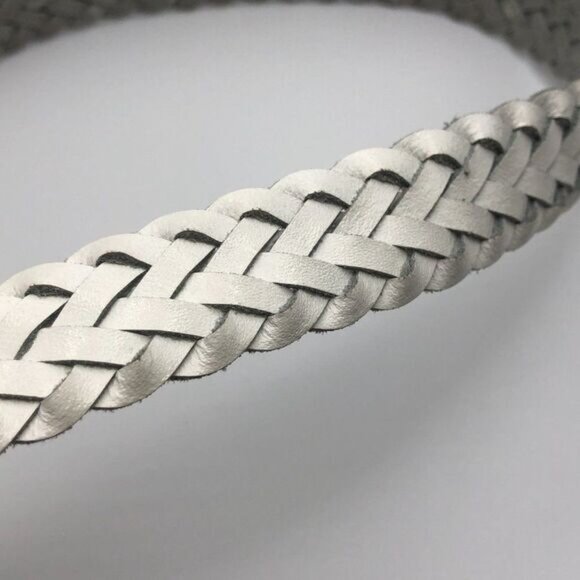 Vintage Womens White Leather Braided Belt Size Small Medium - Picture 6 of 7